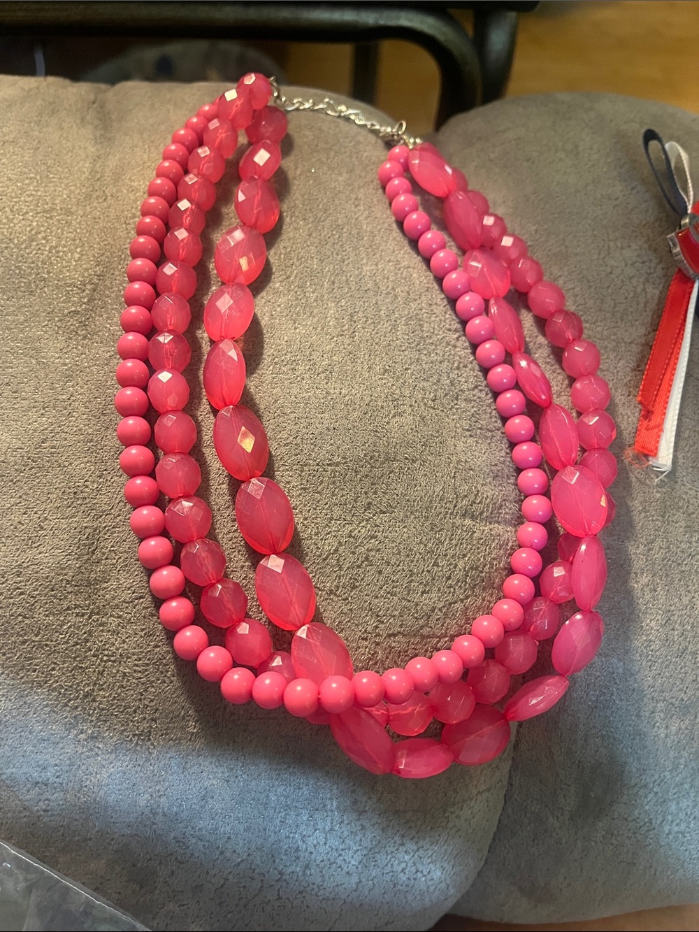 Multi-Strand Pink Statement Necklace - Fashion Jewelry 1950